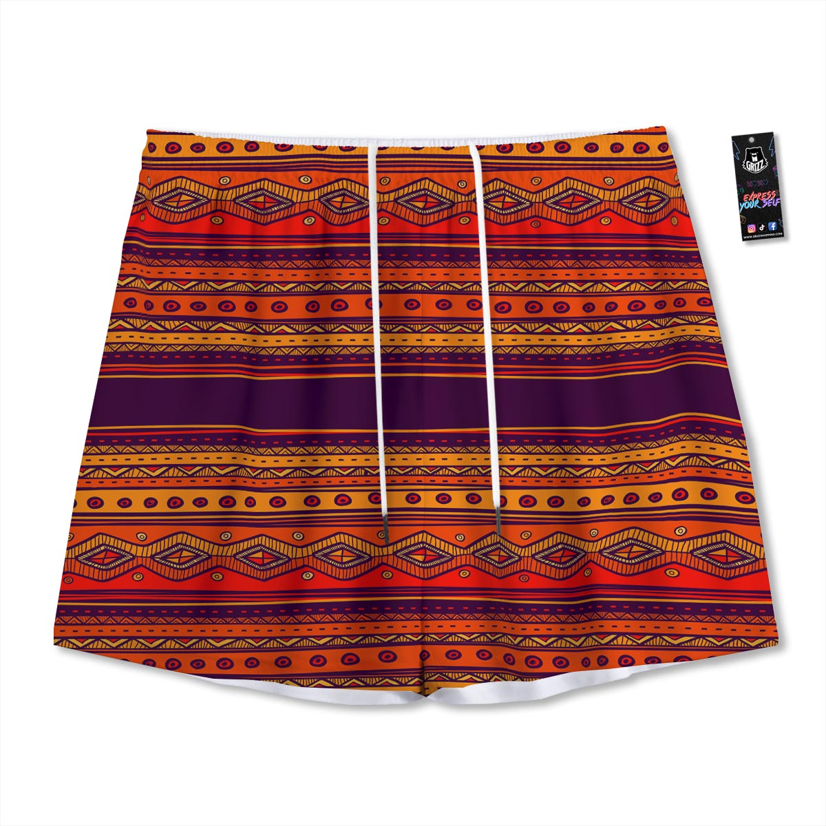 Tribal Sunset African Print Pattern Mesh Shorts