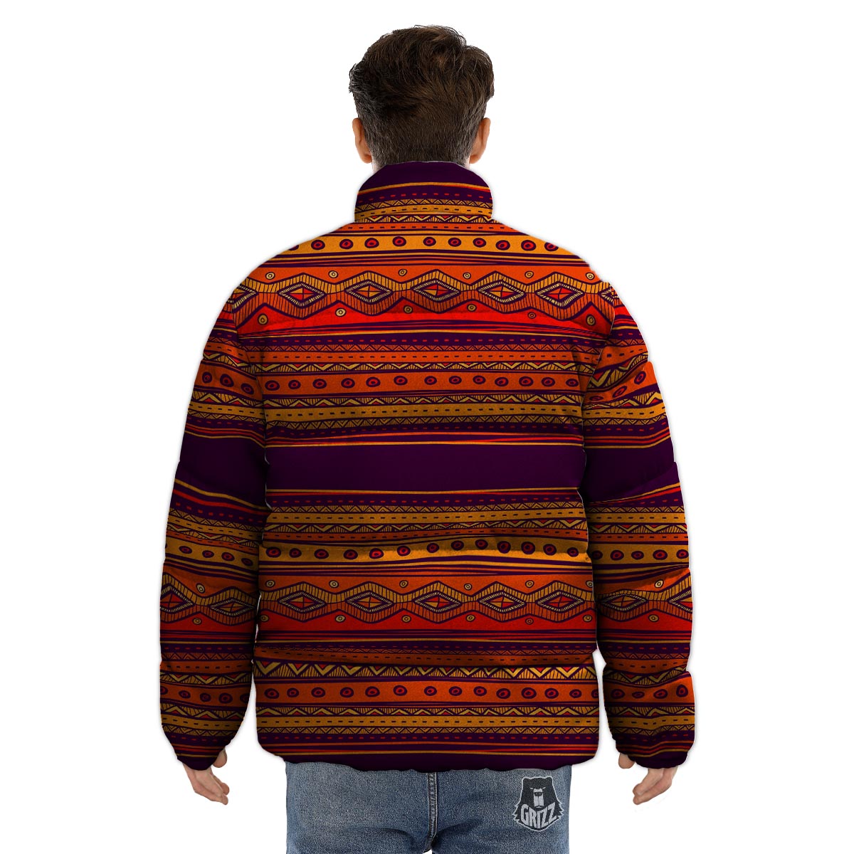 Tribal Sunset African Print Pattern Puffer Jacket-grizzshop