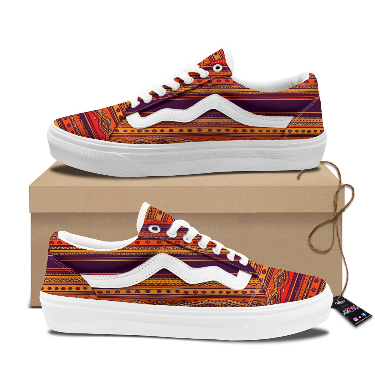 Tribal Sunset African Print Pattern Skate Shoes-grizzshop