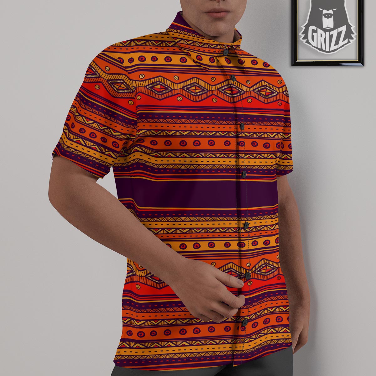 Tribal Sunset African Print Pattern Untucked Shirts-grizzshop