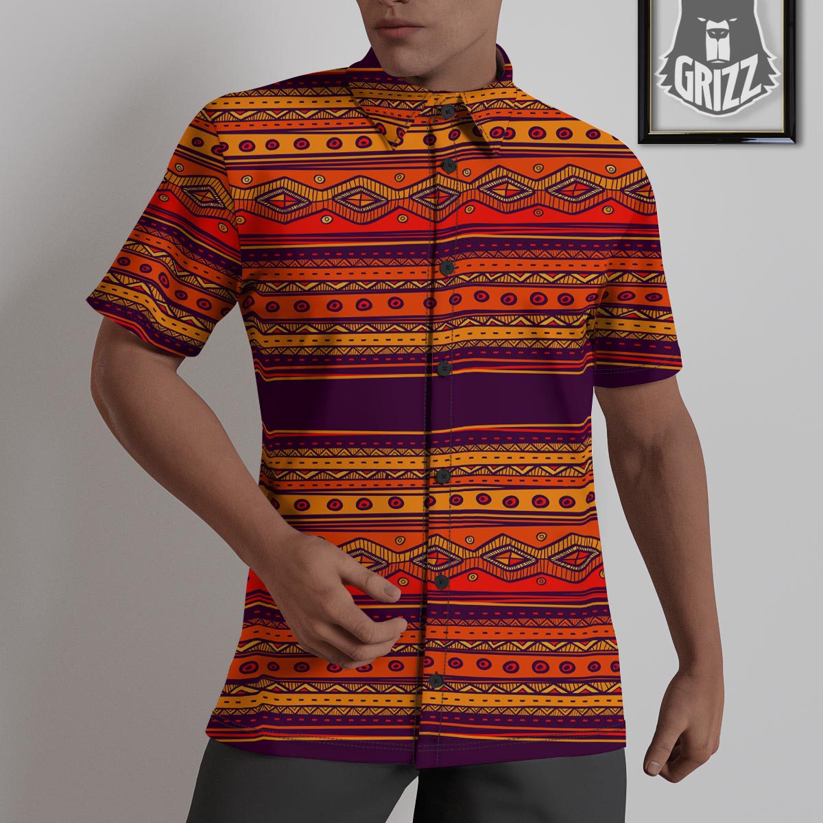 Tribal Sunset African Print Pattern Untucked Shirts-grizzshop