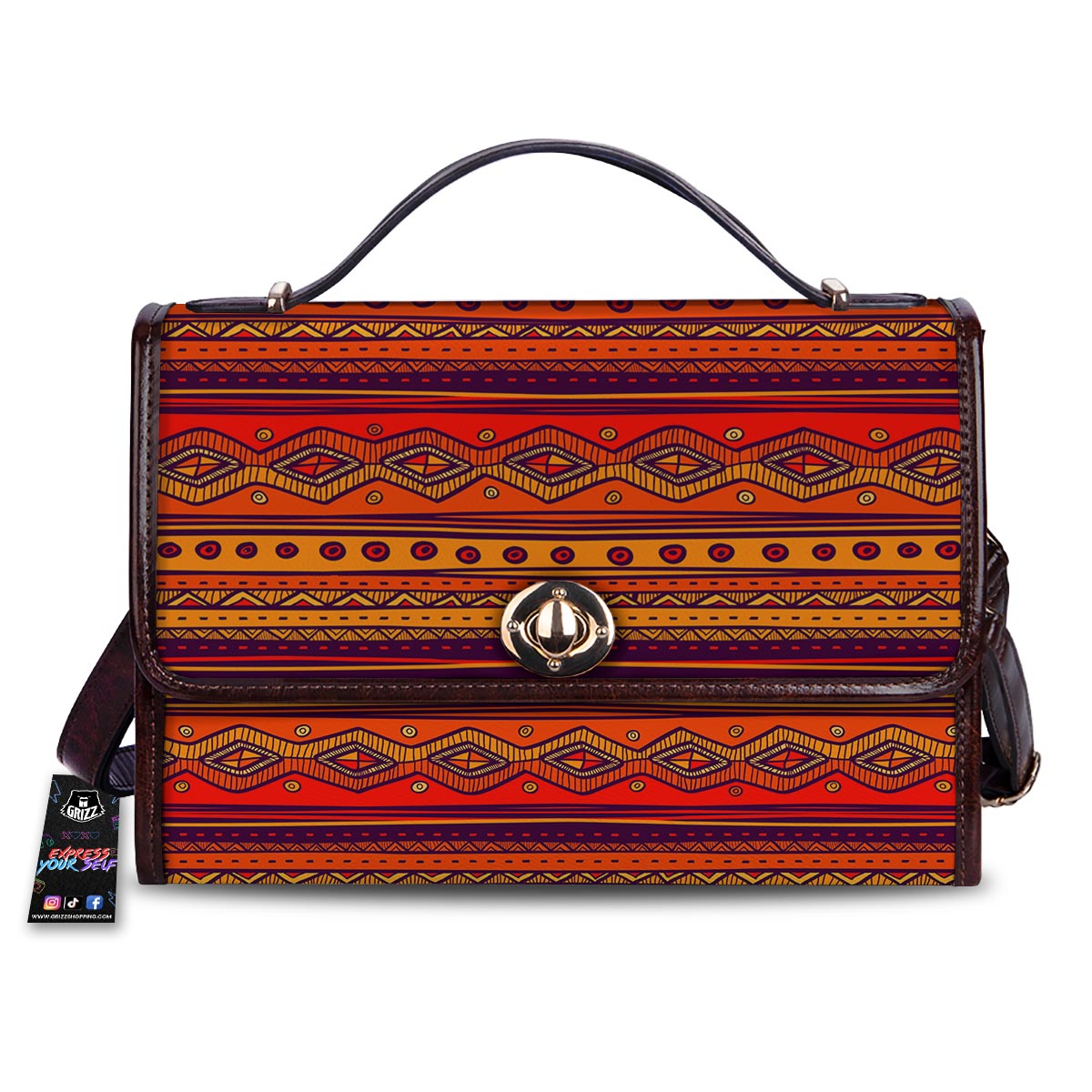 Tribal Sunset African Print Pattern Women's Satchel Bag-grizzshop