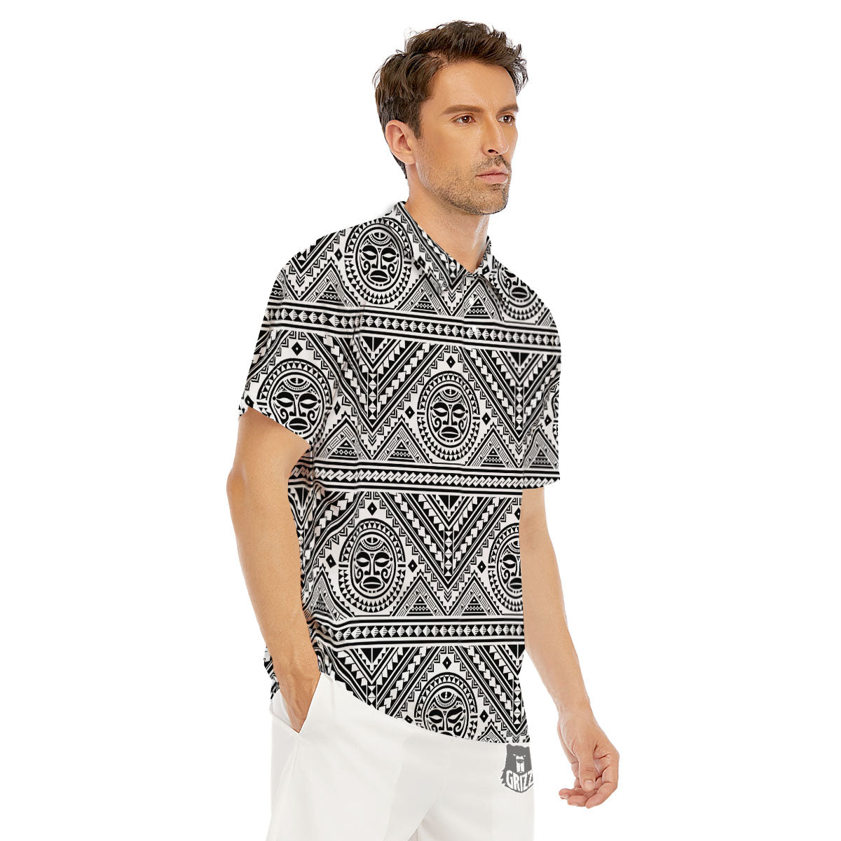 Tribal Tattoo Maori Polynesian Print Men's Golf Shirts-grizzshop