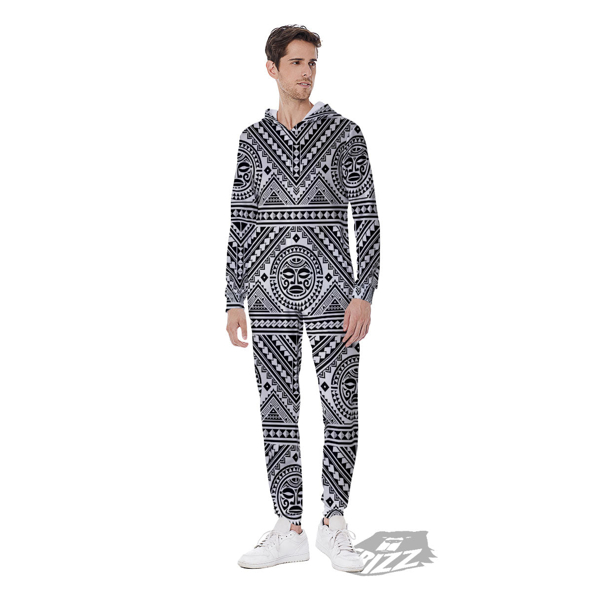 Tribal Tattoo Maori Polynesian Print Men's Jumpsuit-grizzshop