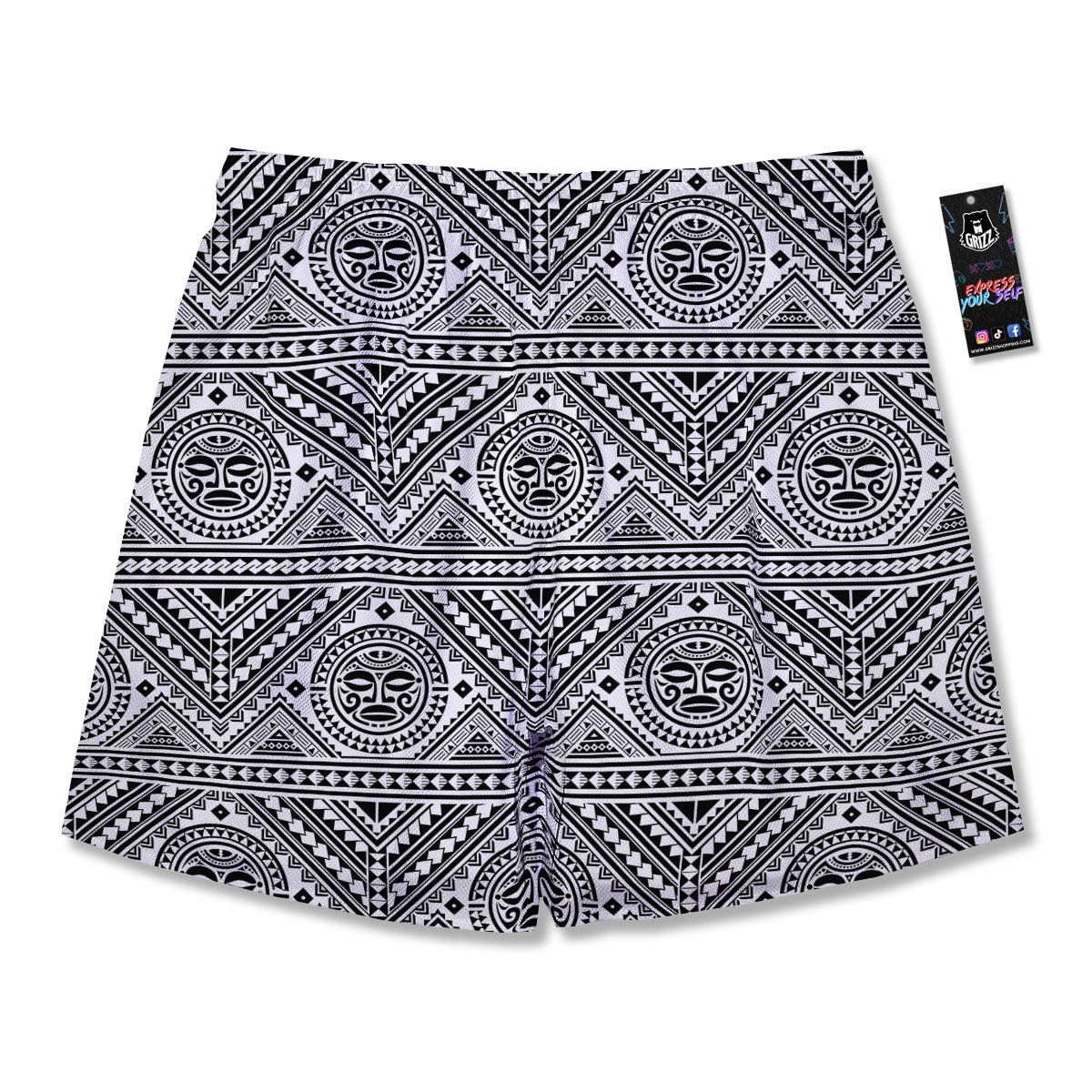 Tribal Tattoo Maori Polynesian Print Men's Running Shorts-grizzshop