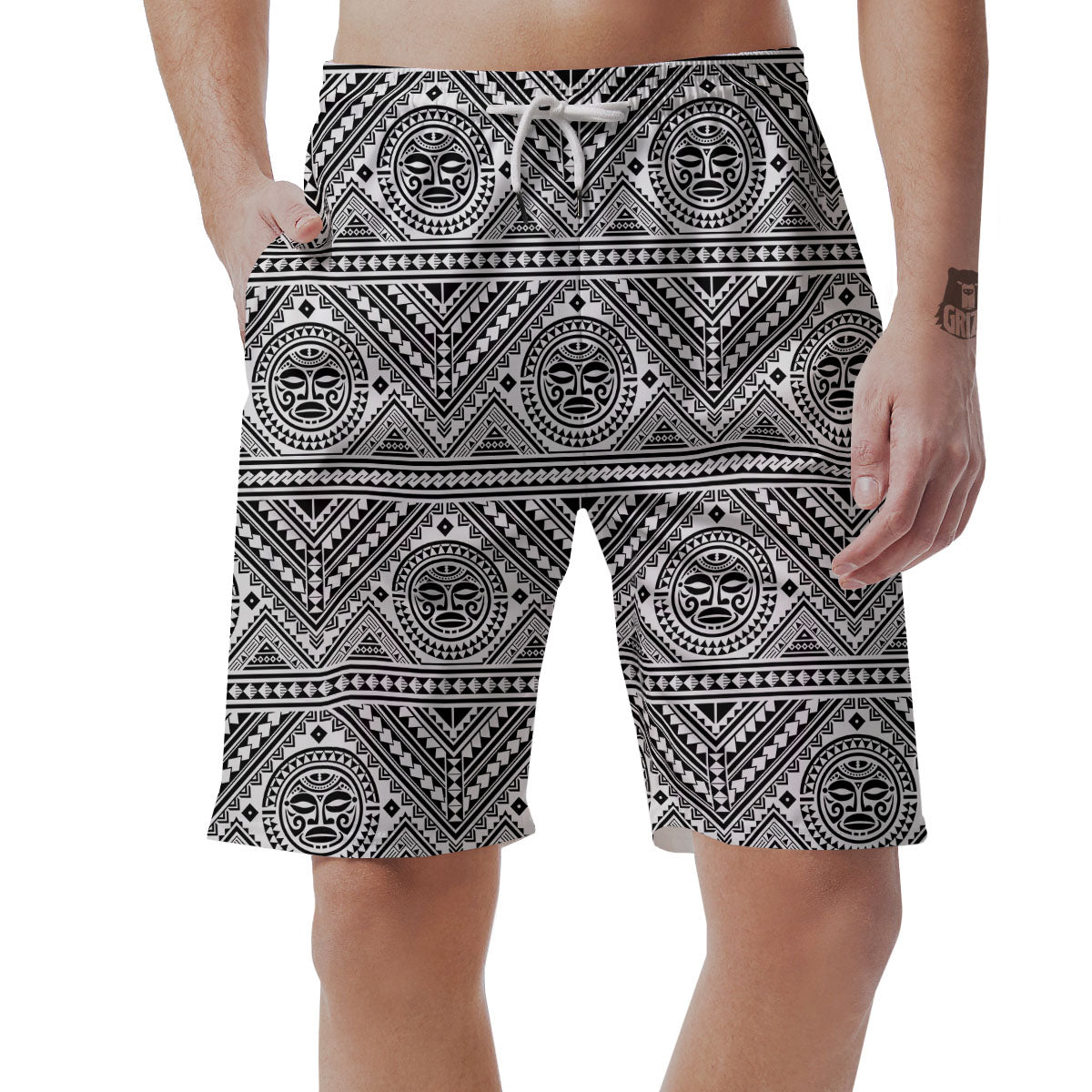 Tribal Tattoo Maori Polynesian Print Men's Shorts-grizzshop