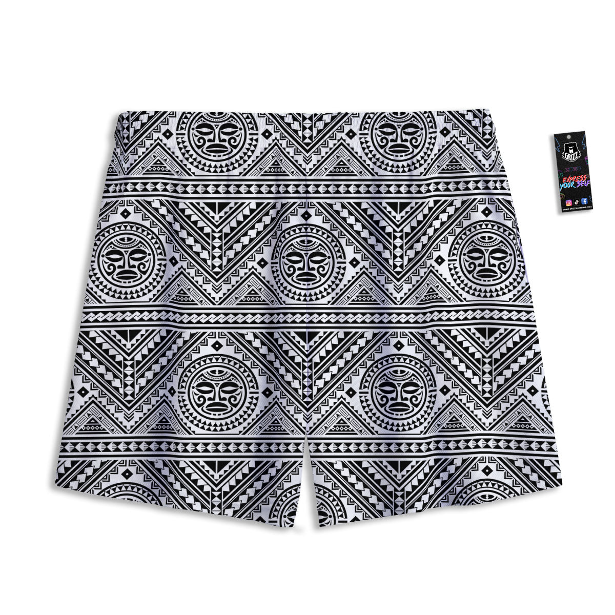 Tribal Tattoo Maori Polynesian Print Mesh Shorts