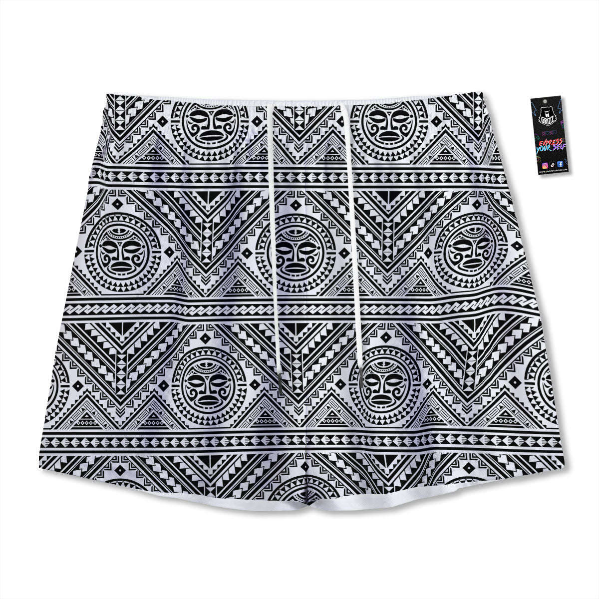 Tribal Tattoo Maori Polynesian Print Mesh Shorts