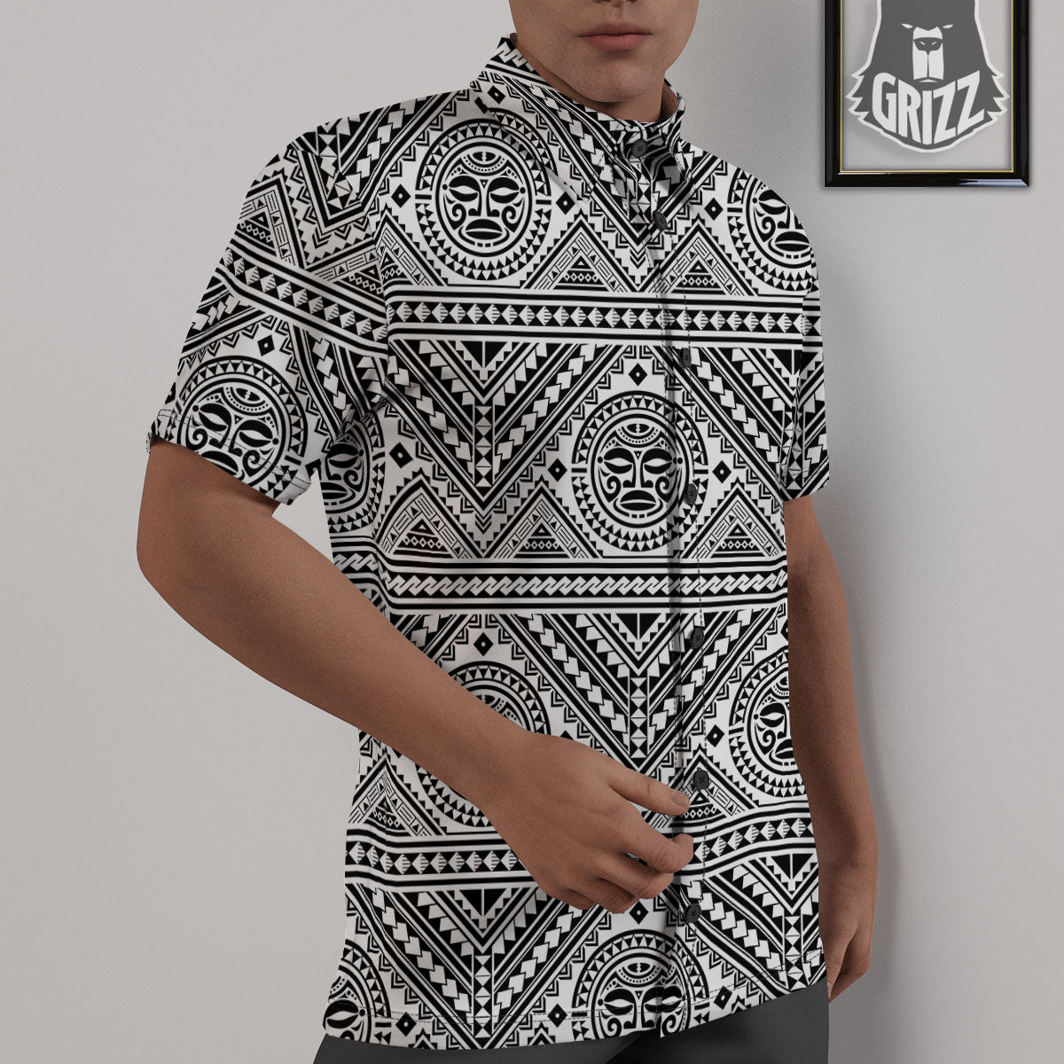 Tribal Tattoo Maori Polynesian Print Untucked Shirts-grizzshop