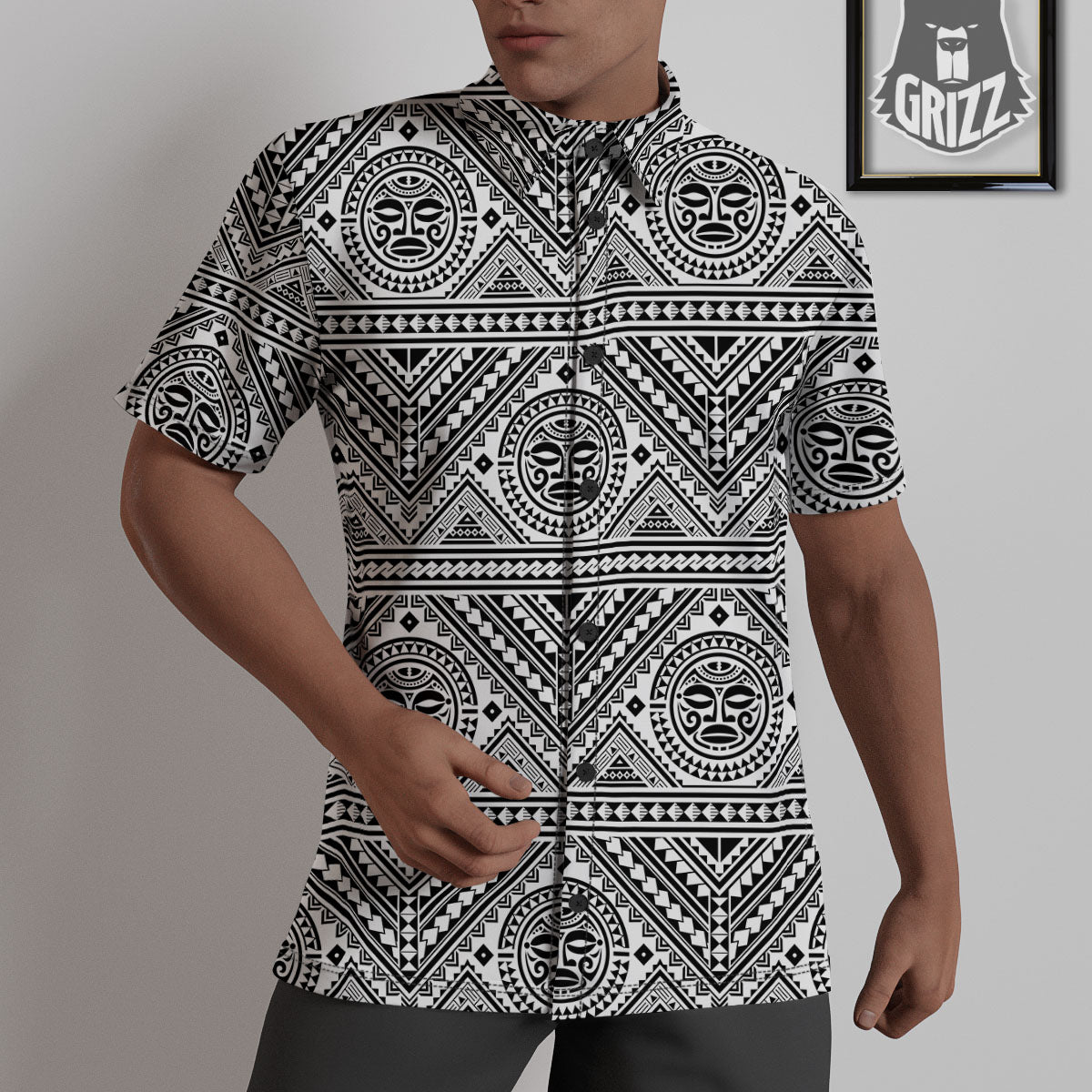 Tribal Tattoo Maori Polynesian Print Untucked Shirts-grizzshop