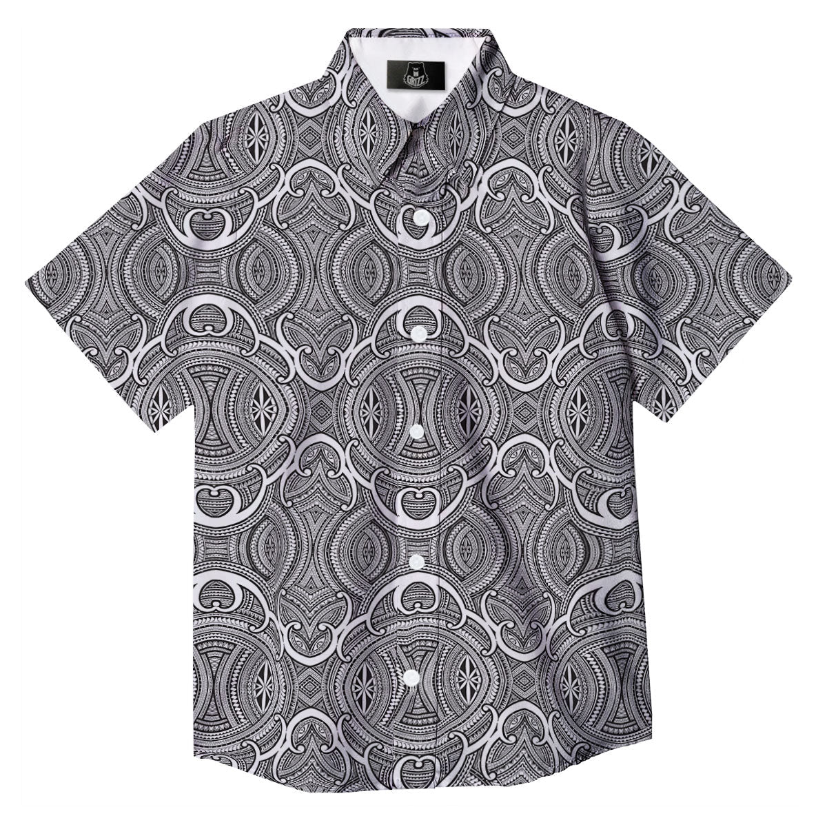 Tribal Tattoo Maori Print Pattern Button Up Shirt-grizzshop