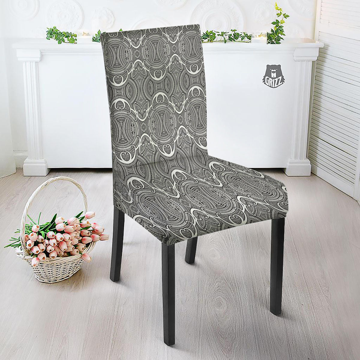 Tribal Tattoo Maori Print Pattern Dining Chair Slipcover-grizzshop