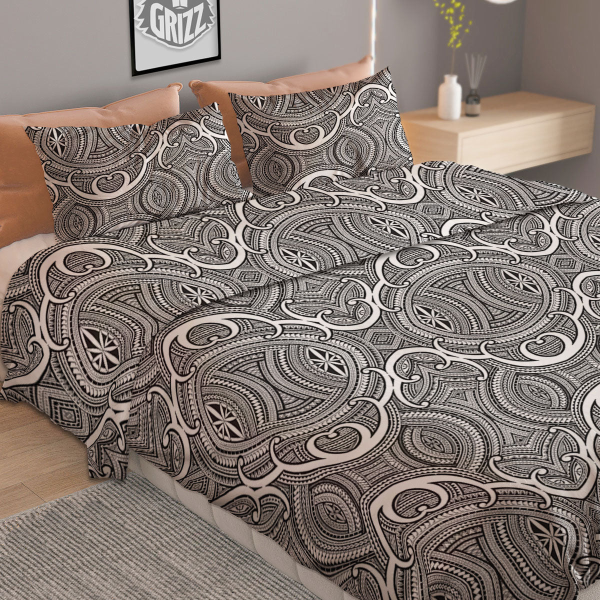 Tribal Tattoo Maori Print Pattern Duvet Cover Bedding Set