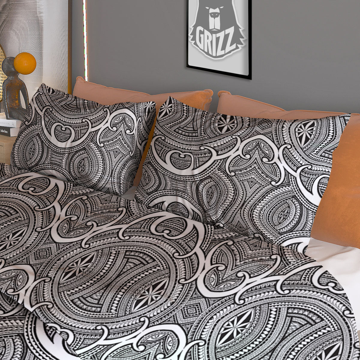 Tribal Tattoo Maori Print Pattern Duvet Cover Bedding Set
