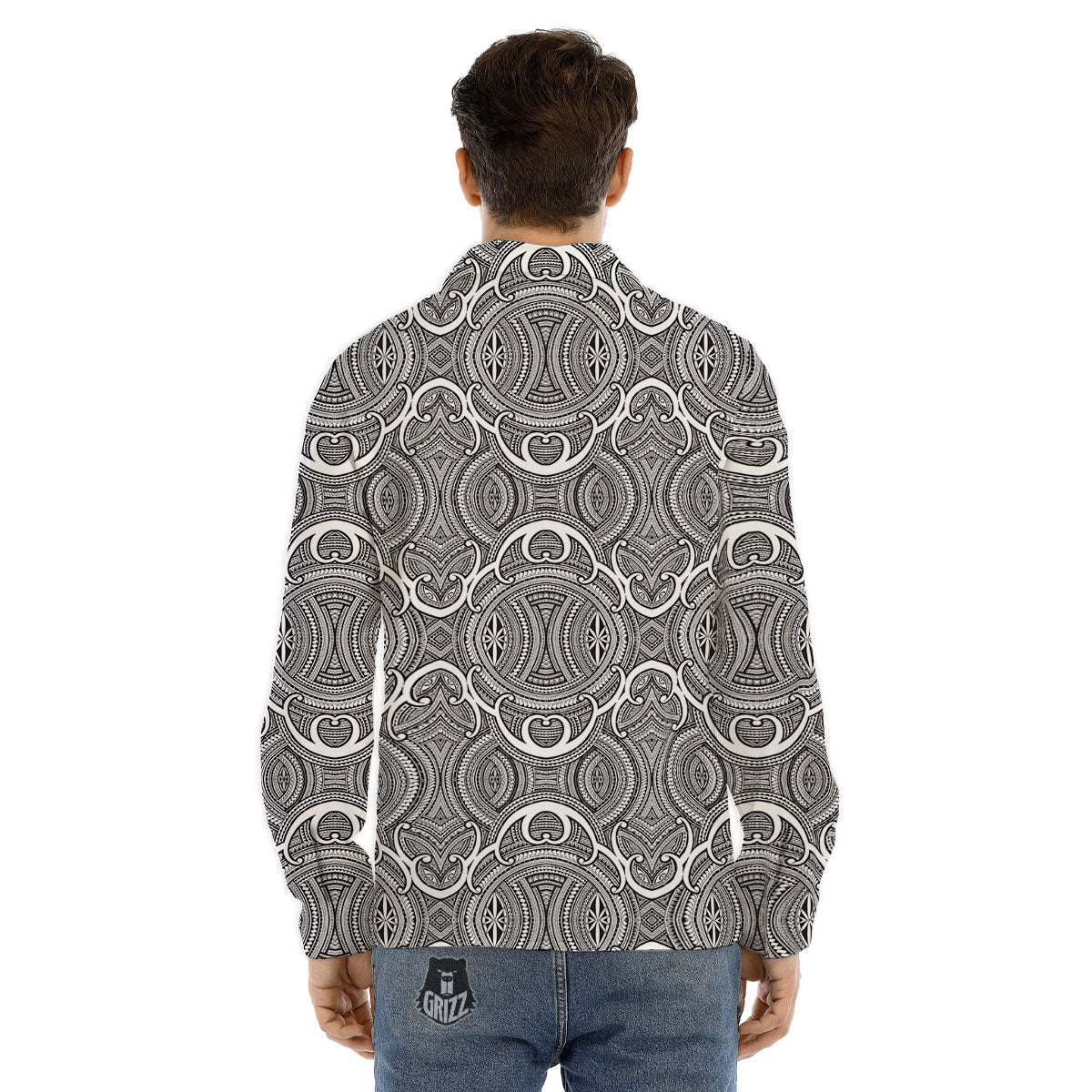 Tribal Tattoo Maori Print Pattern Men's Dress Shirts-grizzshop