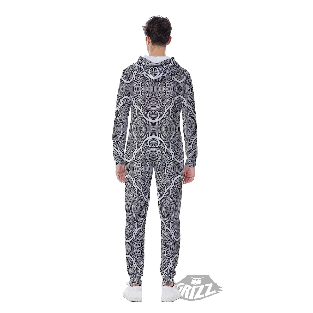 Tribal Tattoo Maori Print Pattern Men's Jumpsuit-grizzshop