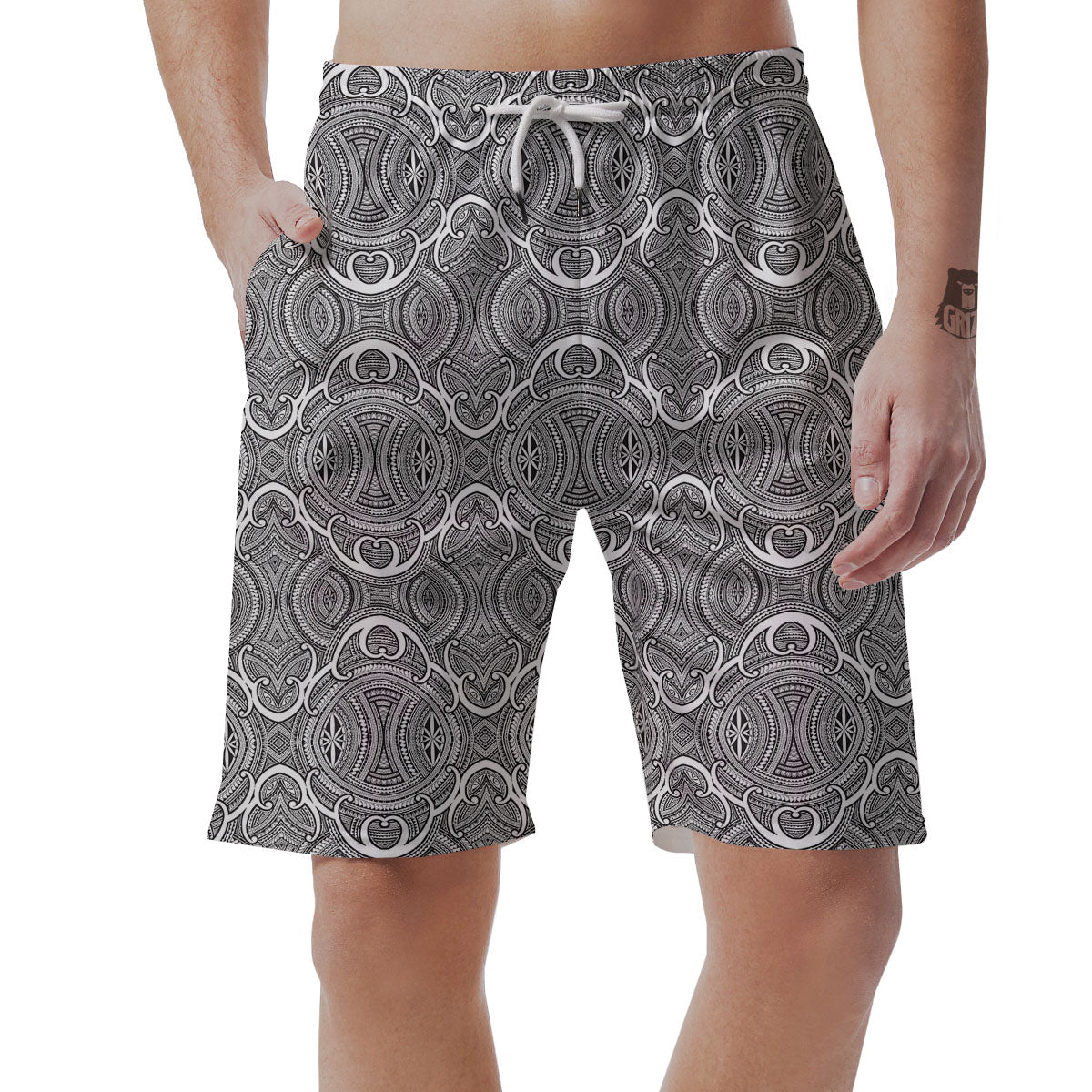Tribal Tattoo Maori Print Pattern Men's Shorts-grizzshop
