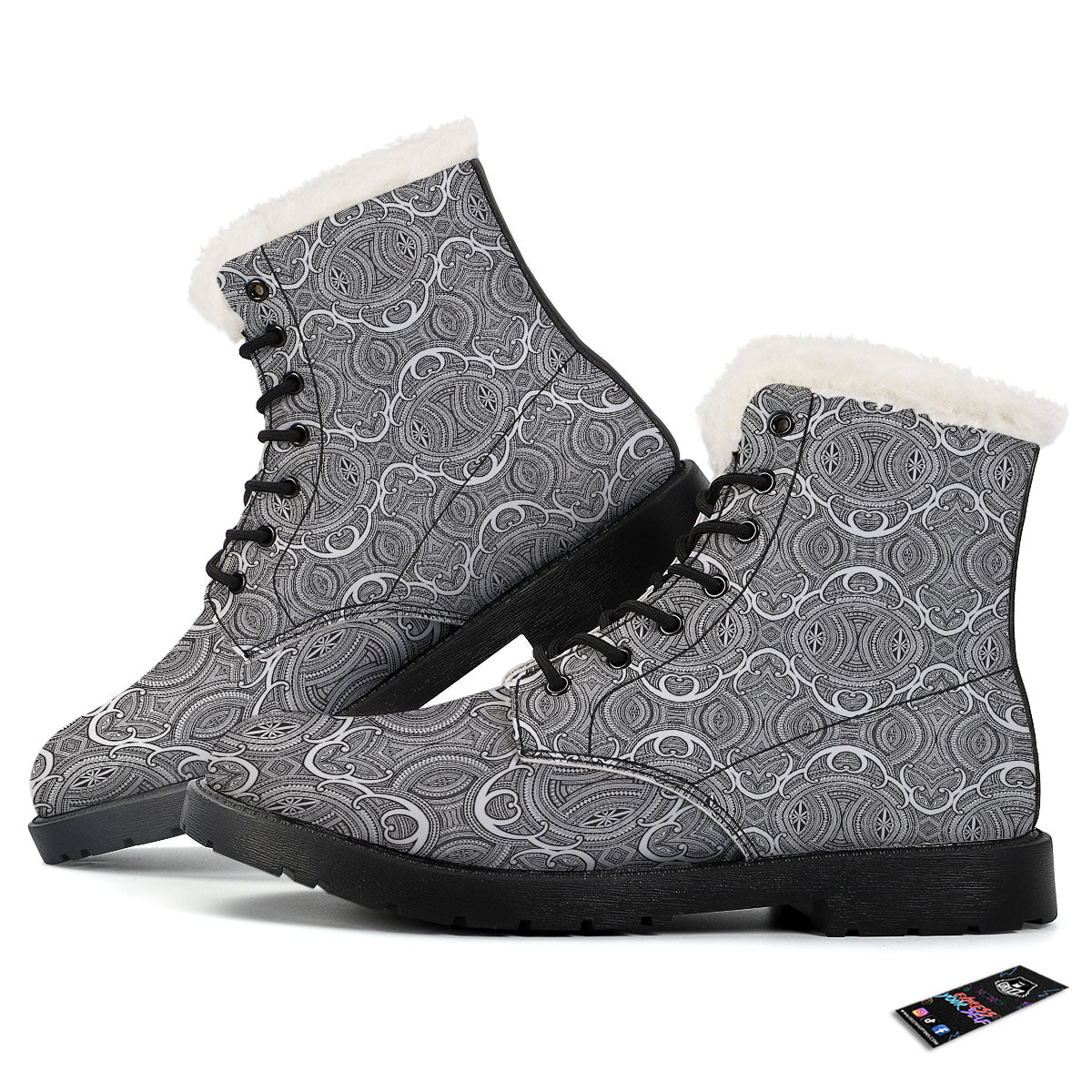 Tribal Tattoo Maori Print Pattern Winter Boots-grizzshop