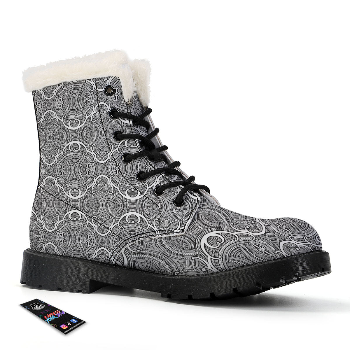 Tribal Tattoo Maori Print Pattern Winter Boots-grizzshop
