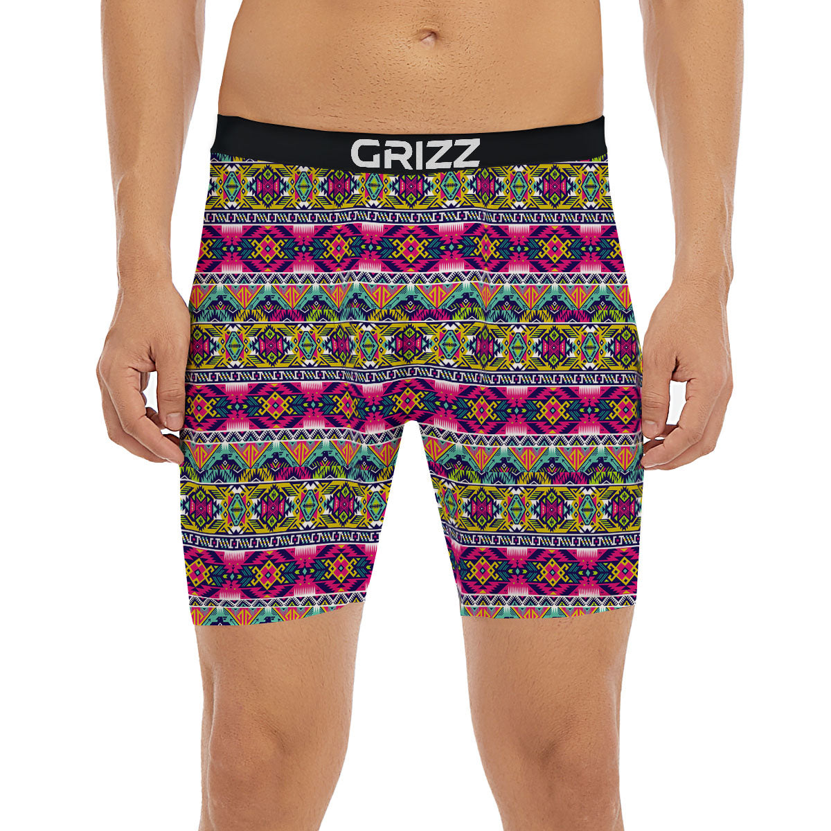 Tribal Aztec Colorful Print Pattern Boxer Briefs