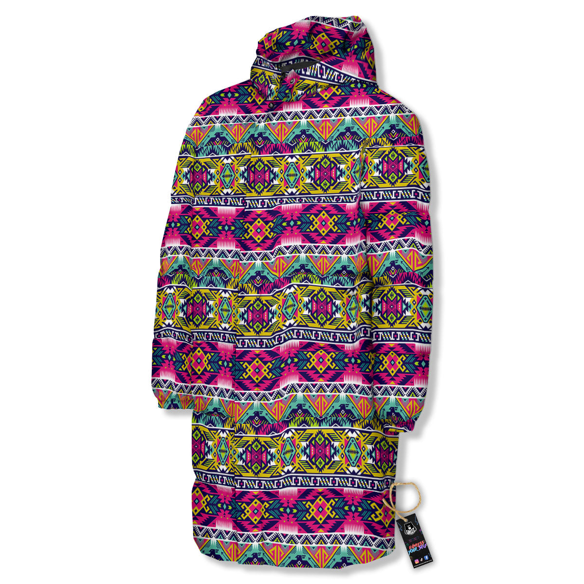 Tribal Aztec Colorful Print Pattern Long Down Jacket