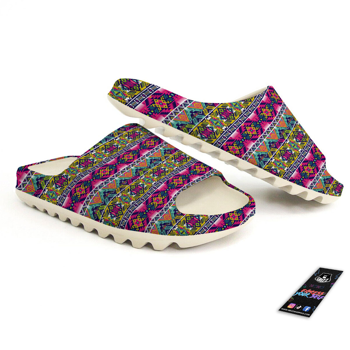 Tribal Aztec Colorful Print Pattern Sandals-grizzshop