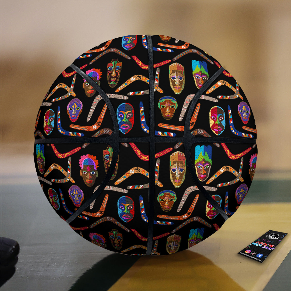 Tribal Boomerangs Print Pattern Basketball