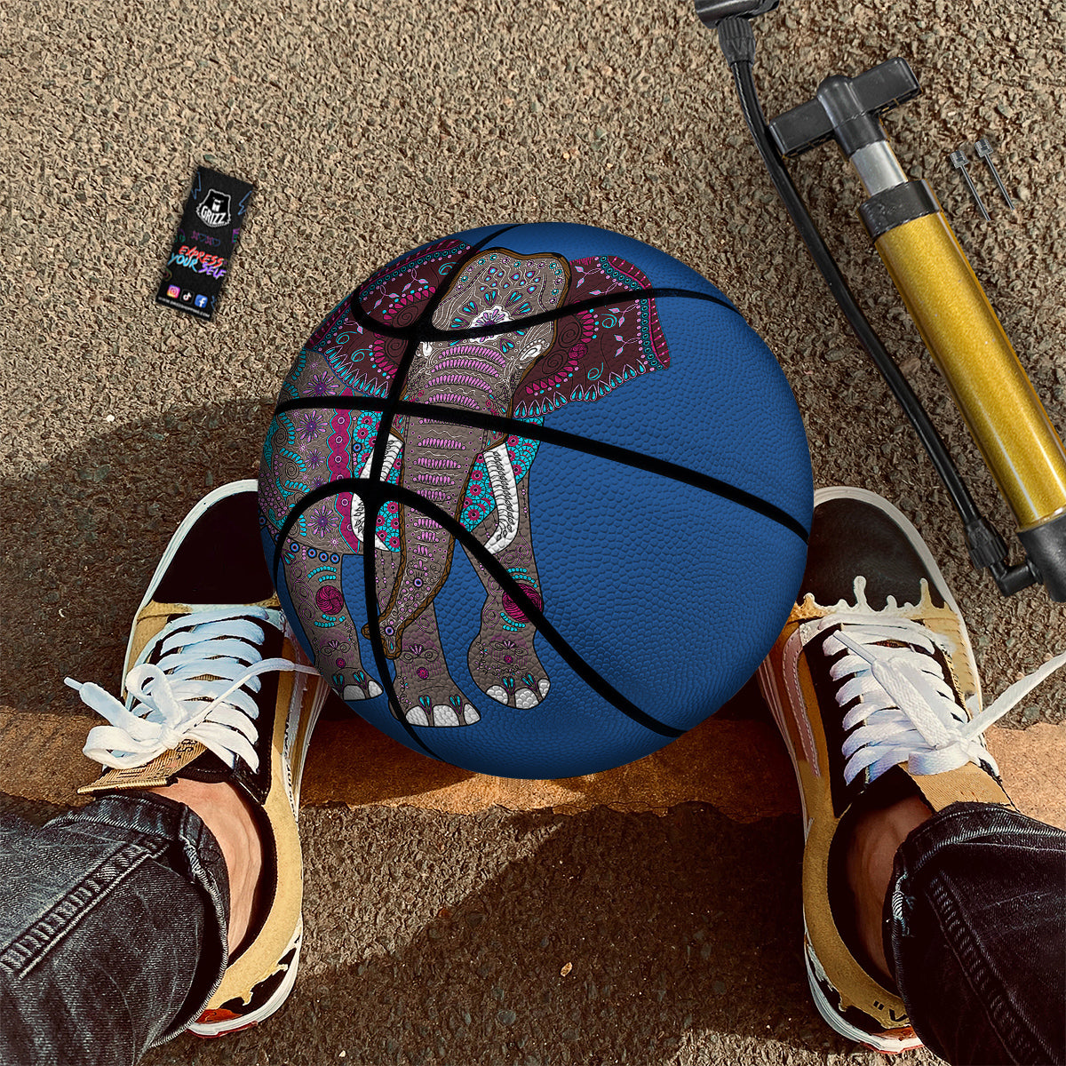Tropical Neon Hibiscus Print Pattern Basketball