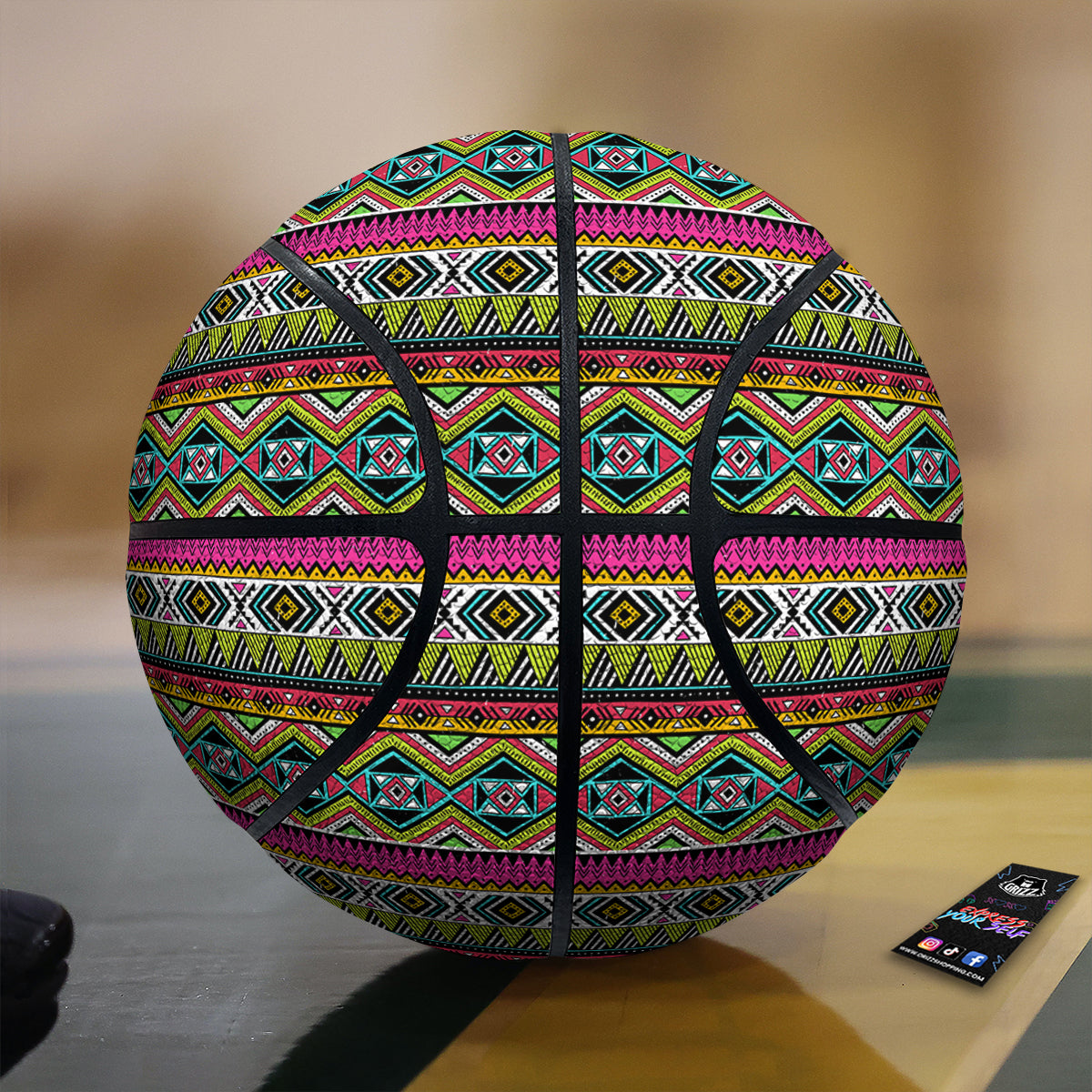Tribal Geometric Colorful Print Pattern Basketball