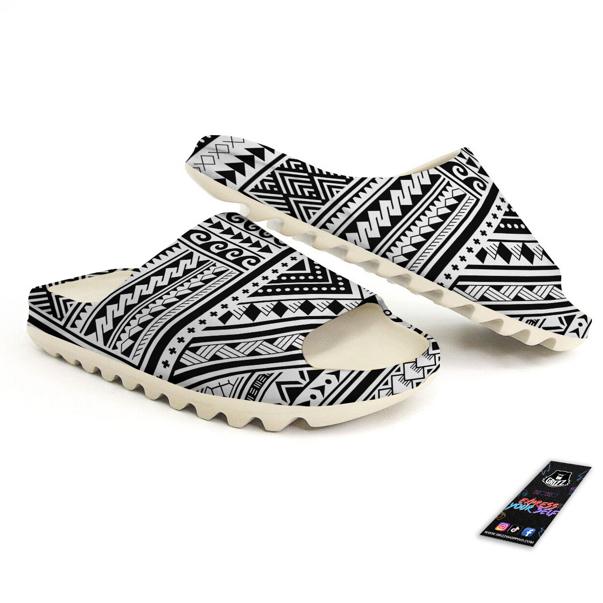 Tribal Maori Polynesian Tattoo Print Sandals-grizzshop