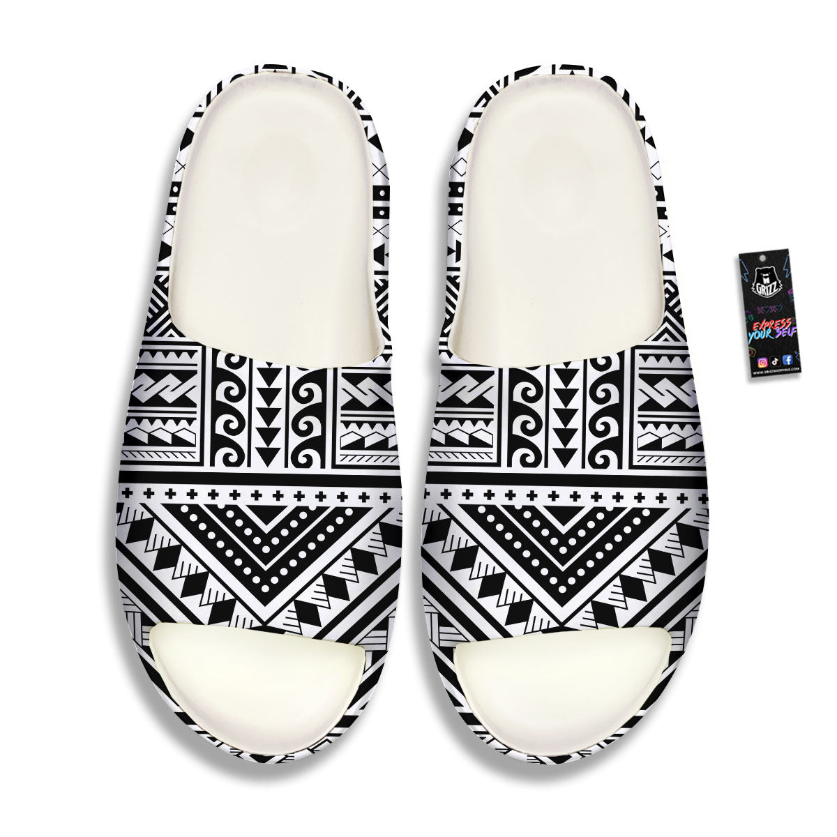 Tribal Maori Polynesian Tattoo Print Sandals-grizzshop