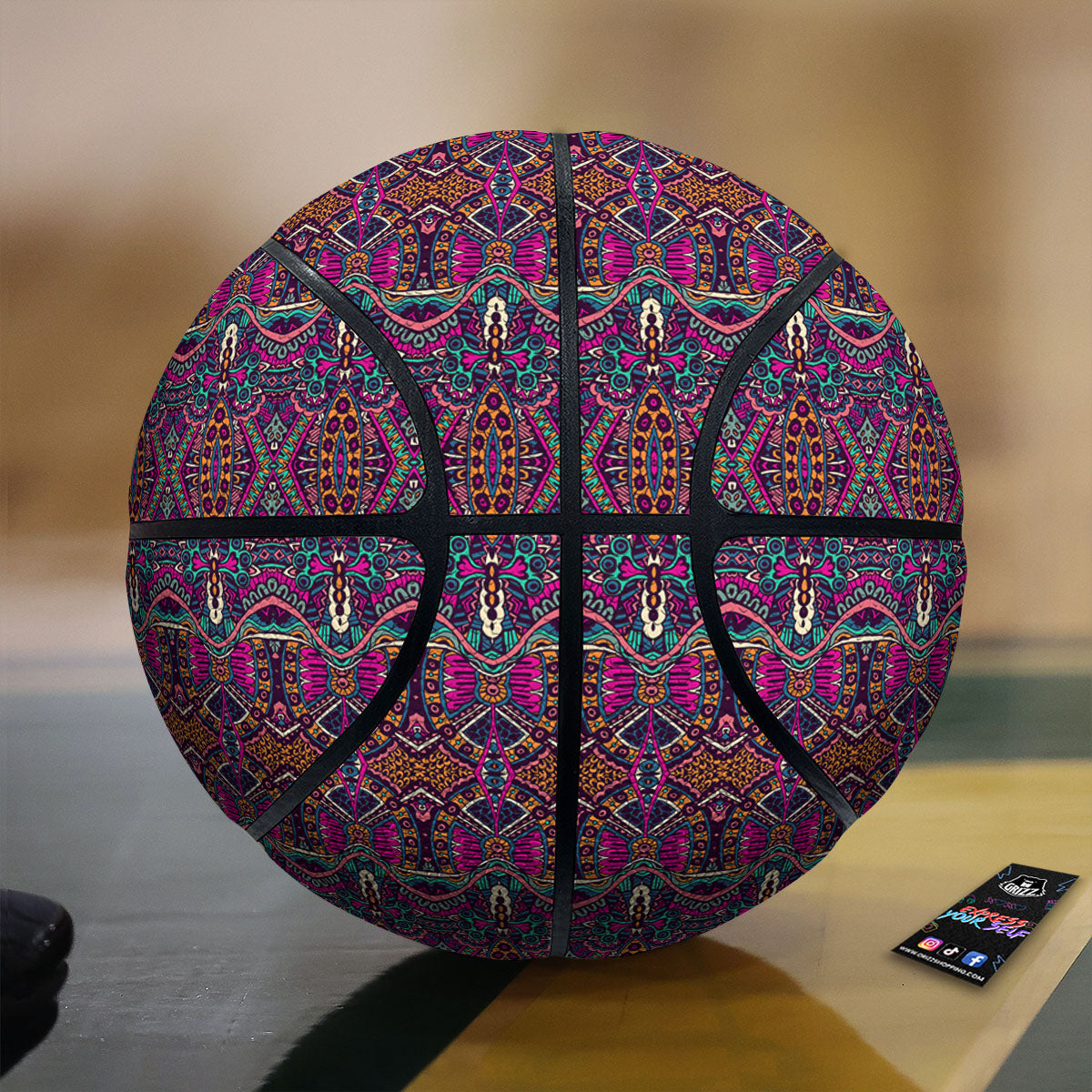 Tropical Zig Zag Print Pattern Basketball