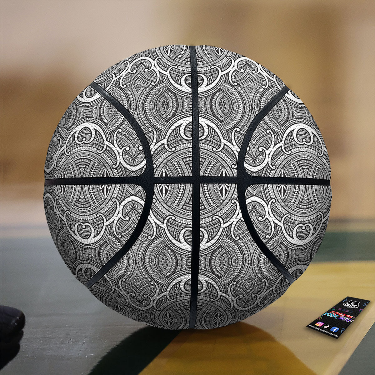 Tribal Tattoo Maori Print Pattern Basketball