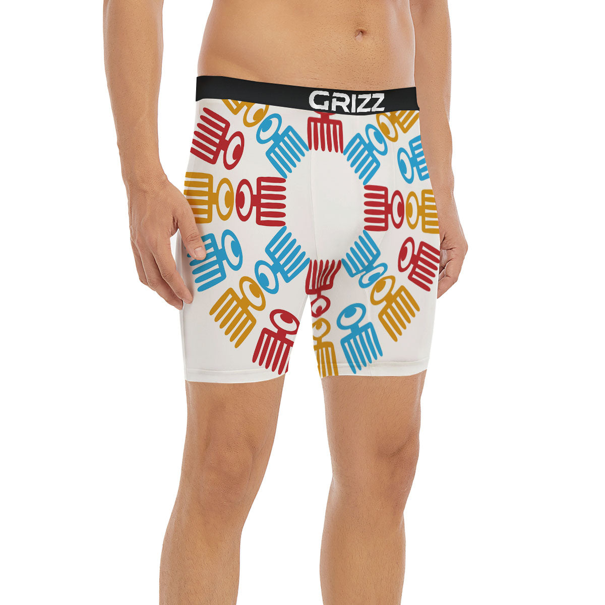 Tribe Symbols Red Adinkra Print Boxer Briefs-grizzshop