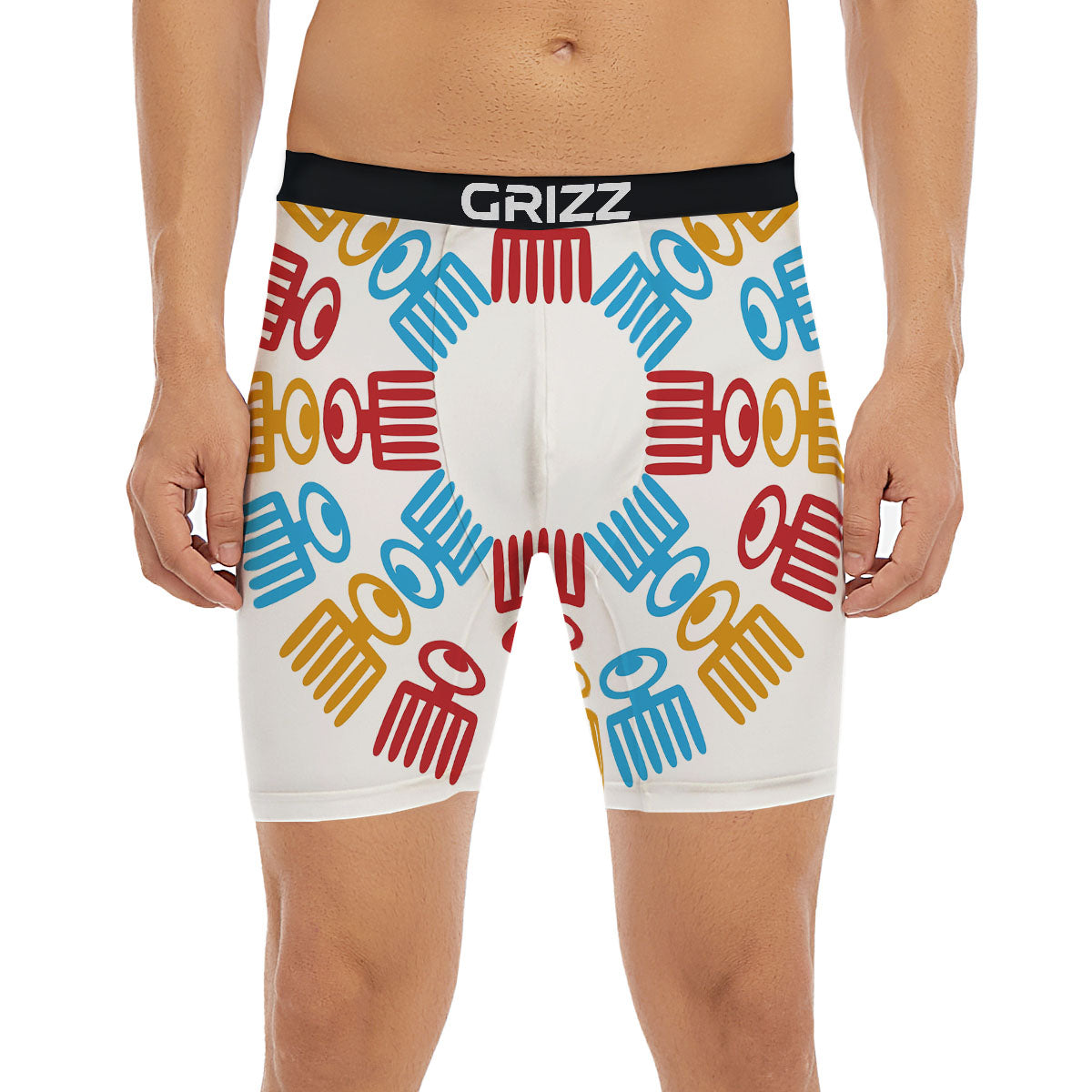 Tribe Symbols Red Adinkra Print Boxer Briefs-grizzshop
