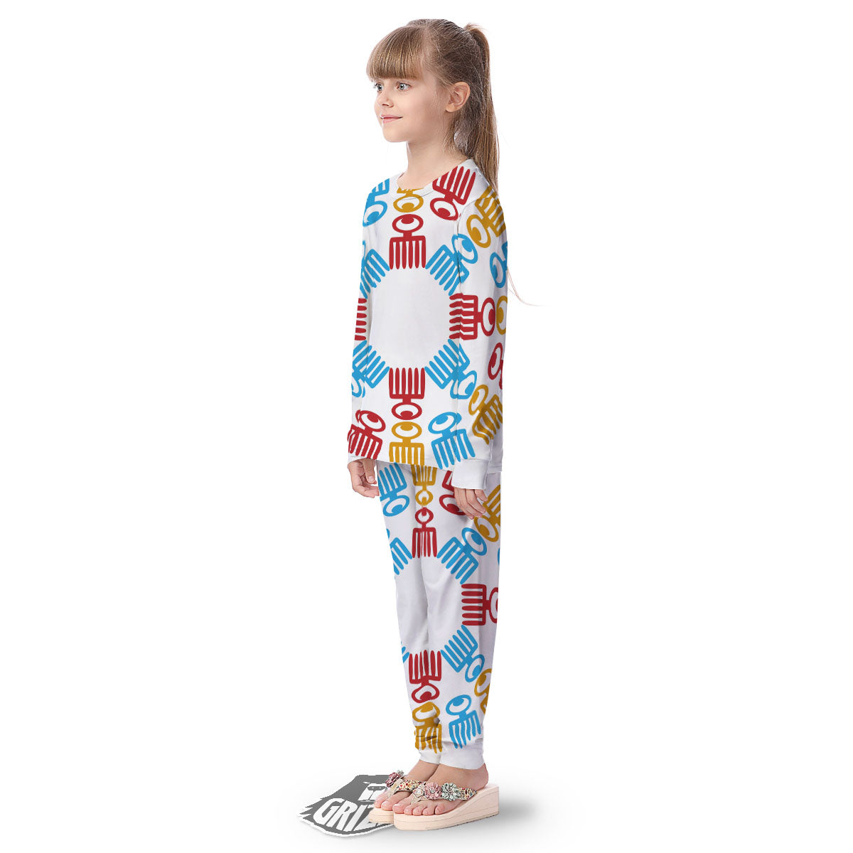 Tribe Symbols Red Adinkra Print Kid's Pajamas-grizzshop