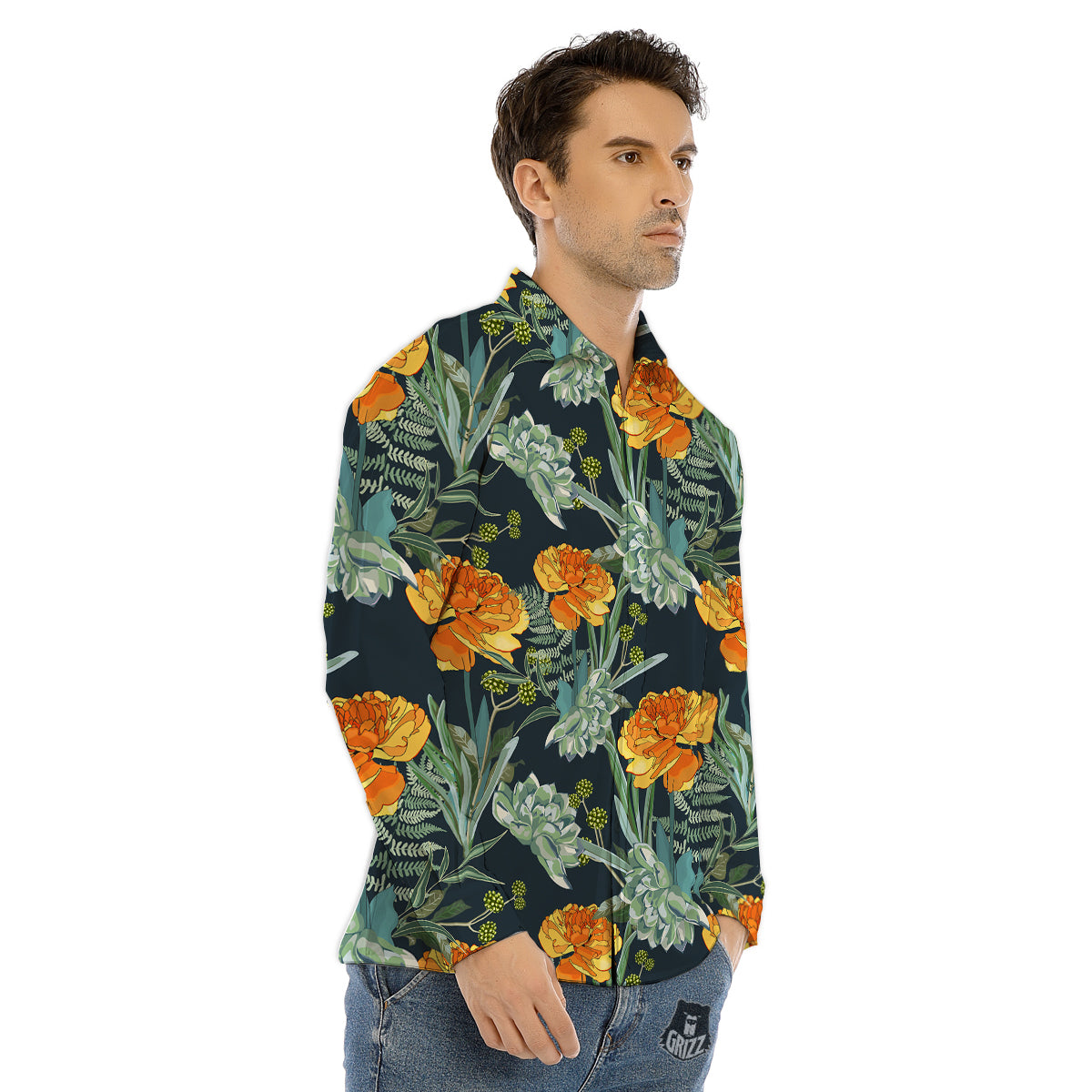Tribe Symbols Red Adinkra Print Men's Dress Shirts-grizzshop