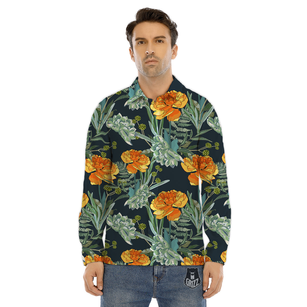 Tribe Symbols Red Adinkra Print Men's Dress Shirts-grizzshop