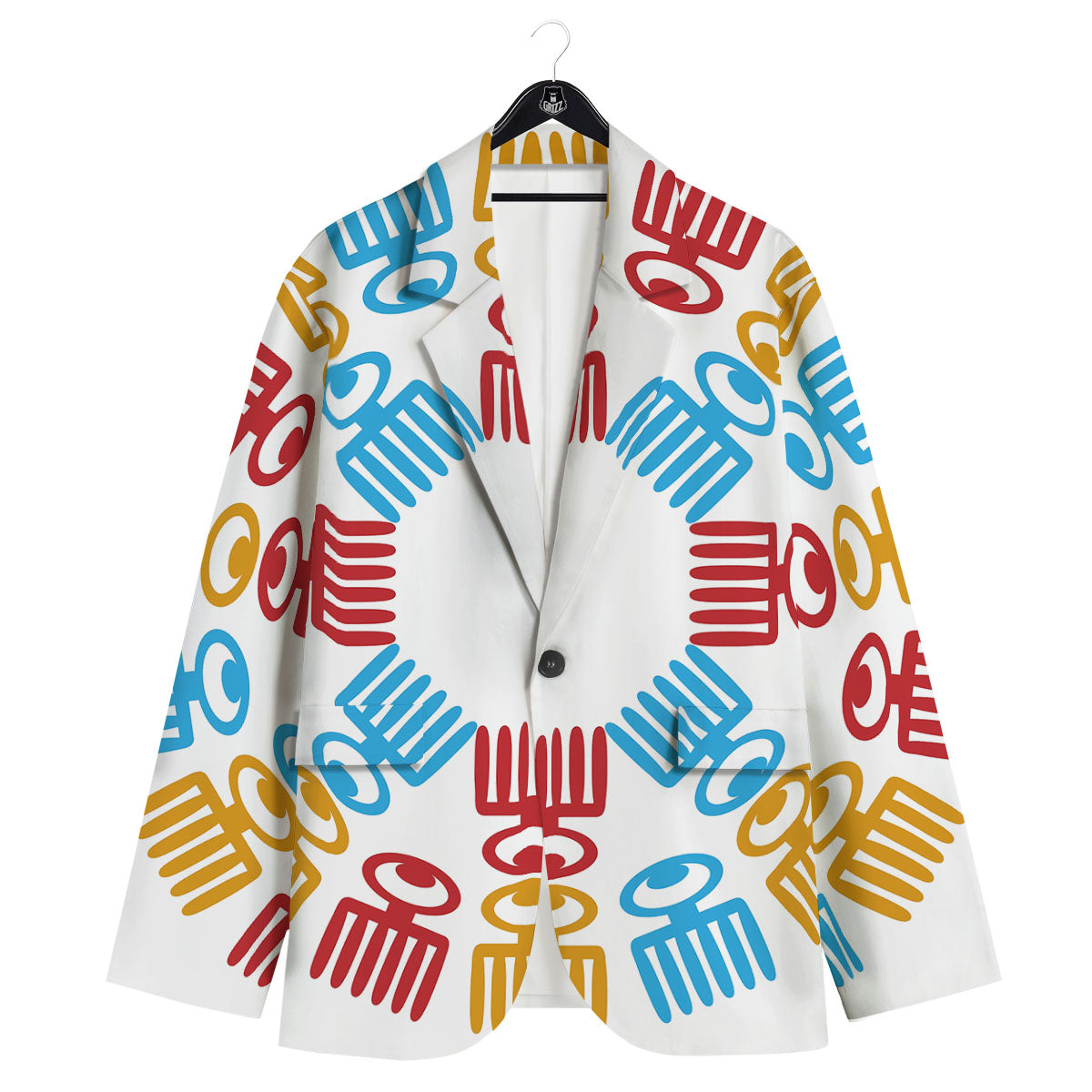 Tribe Symbols Red Adinkra Print Men's Sport Coat-grizzshop