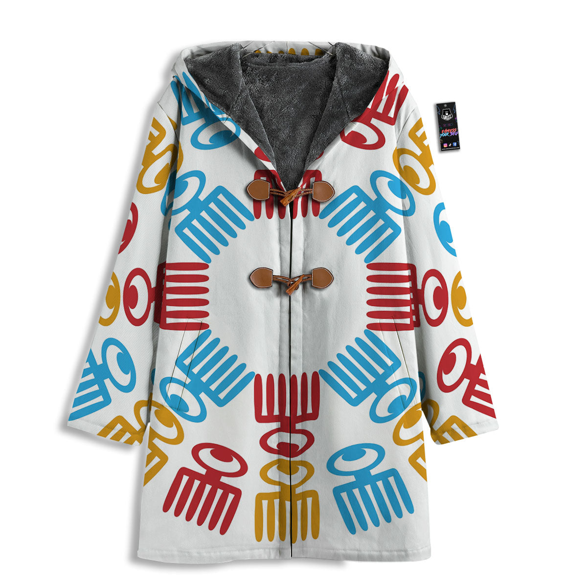 Tribe Symbols Red Adinkra Print Men's Windbreaker Jacket-grizzshop