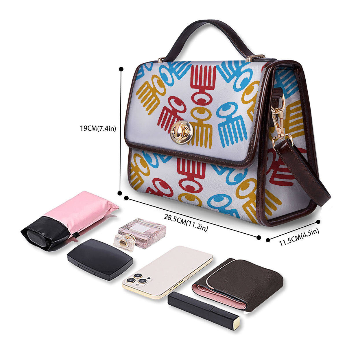 Tribe Symbols Red Adinkra Print Women's Satchel Bag
