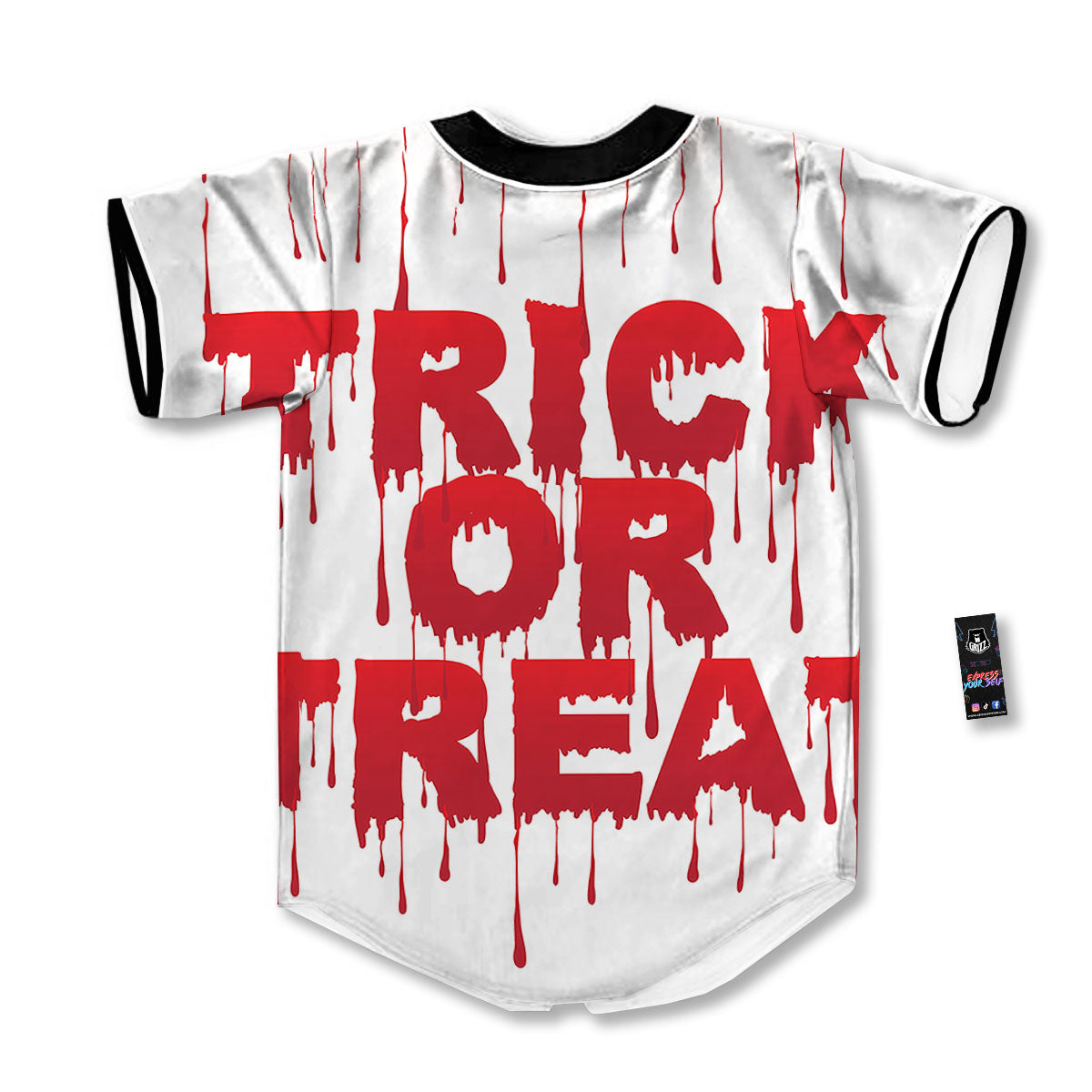 Trick Or Treat Red Blood Halloween Print Baseball Jersey-grizzshop
