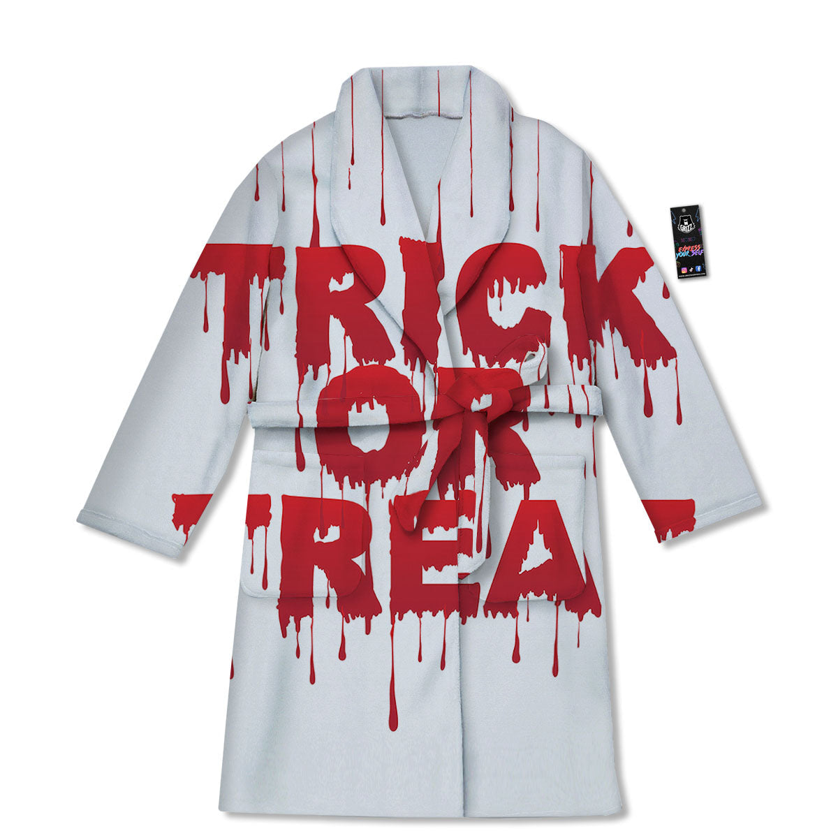 Trick Or Treat Red Blood Halloween Print Bathrobe-grizzshop