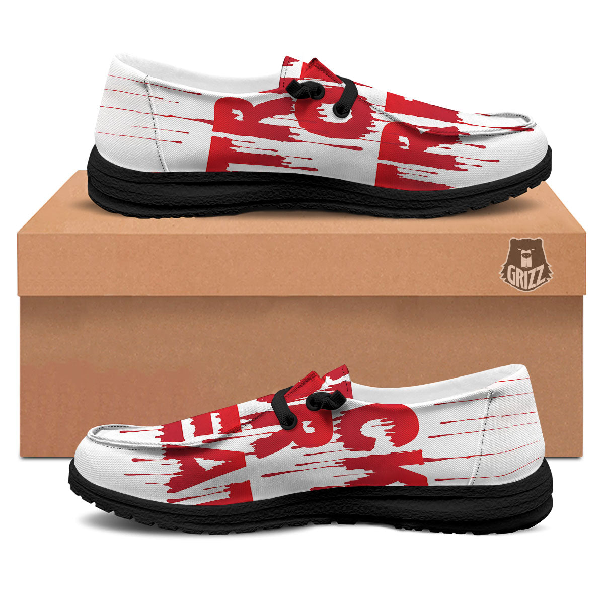 Trick Or Treat Red Blood Halloween Print Black Loafers-grizzshop