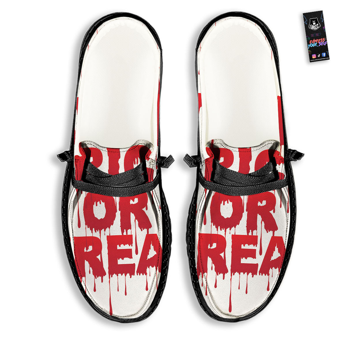 Trick Or Treat Red Blood Halloween Print Black Loafers-grizzshop