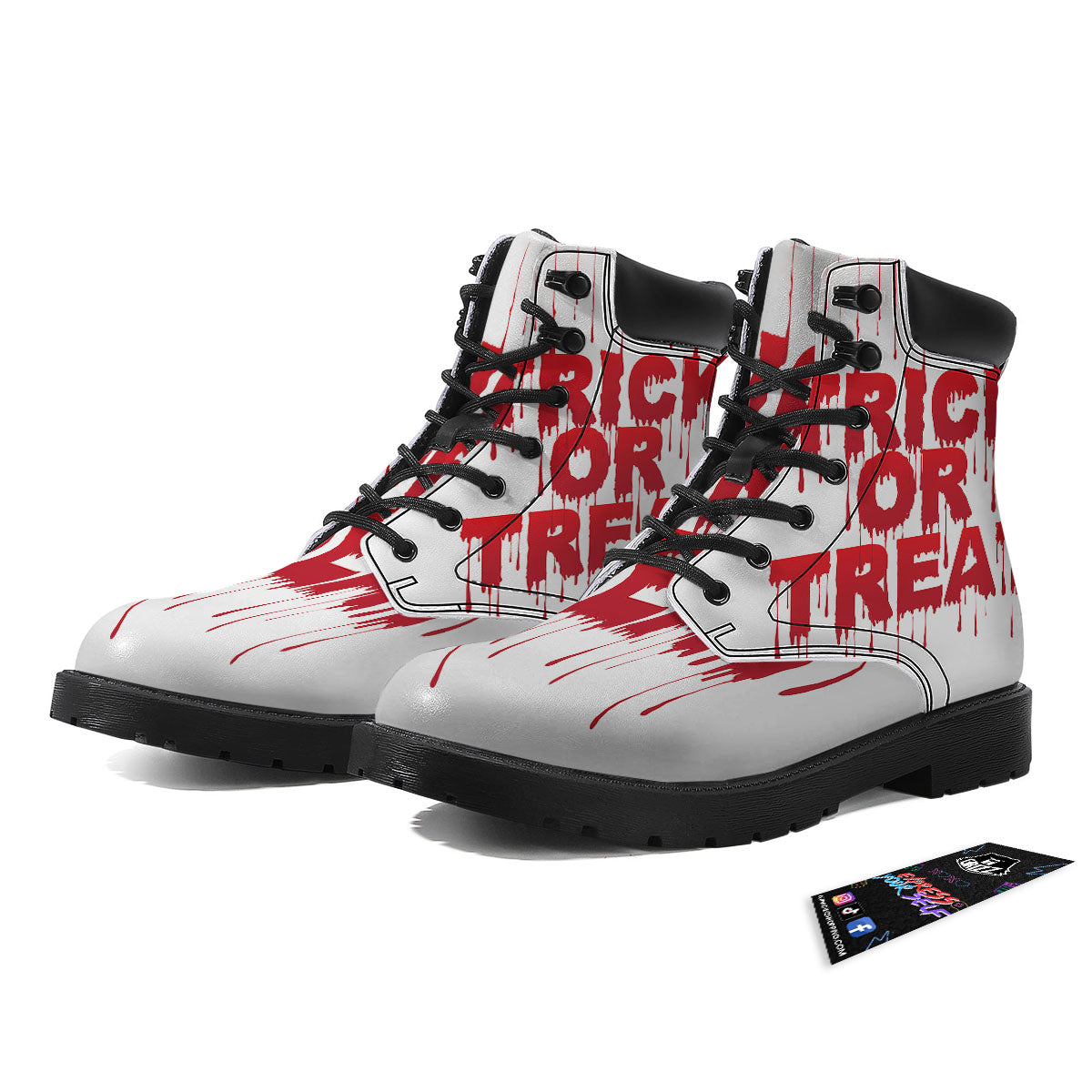 Trick Or Treat Red Blood Halloween Print Boots-grizzshop