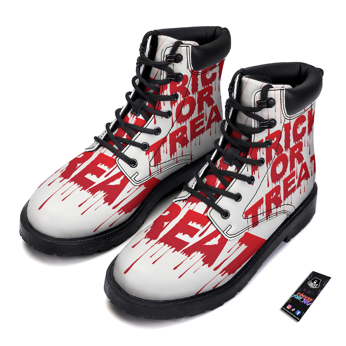 Trick Or Treat Red Blood Halloween Print Boots-grizzshop