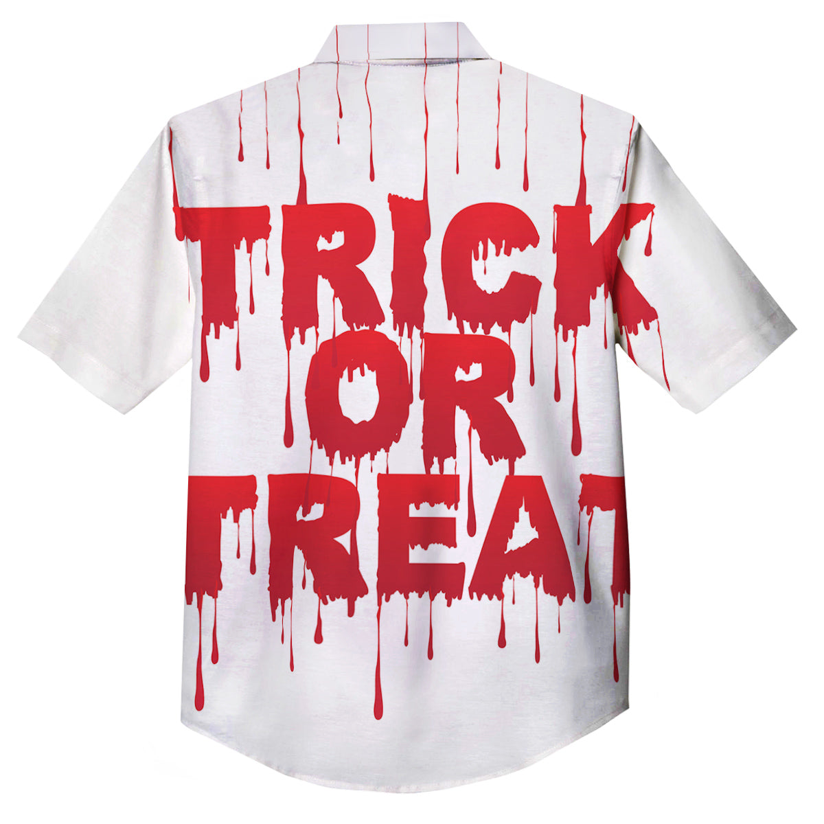 Trick Or Treat Red Blood Halloween Print Button Up Shirt-grizzshop