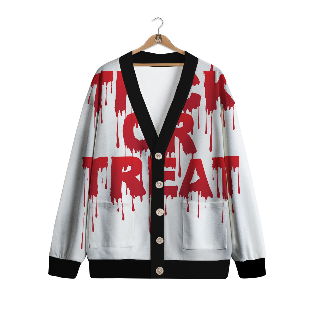 Trick Or Treat Red Blood Halloween Print Cardigan-grizzshop