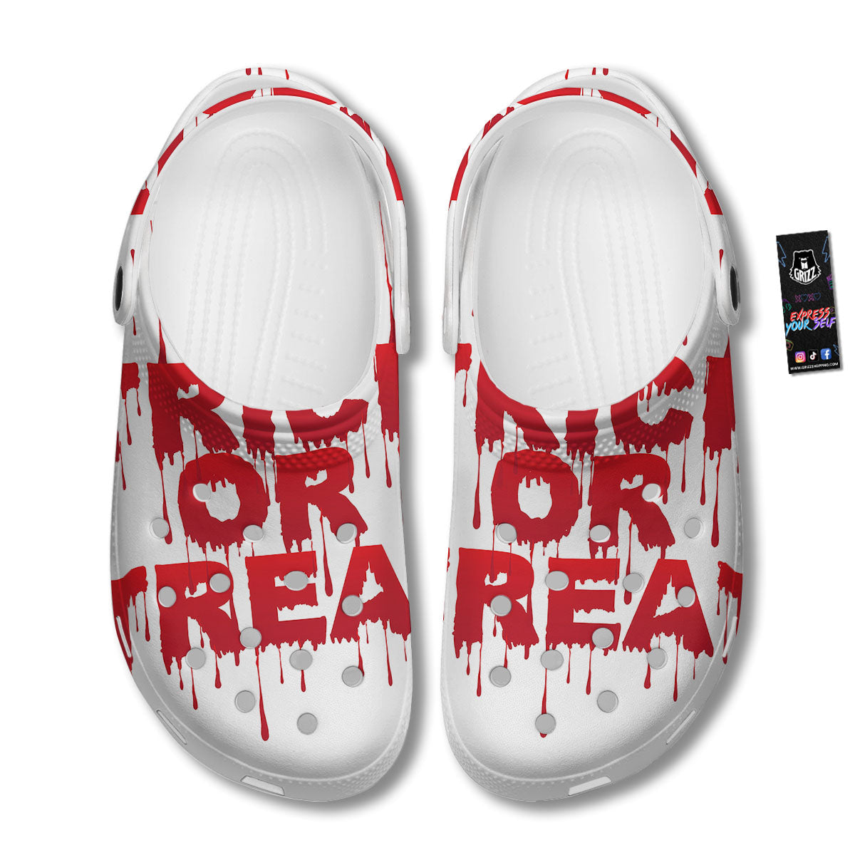 Trick Or Treat Red Blood Halloween Print Clog-grizzshop